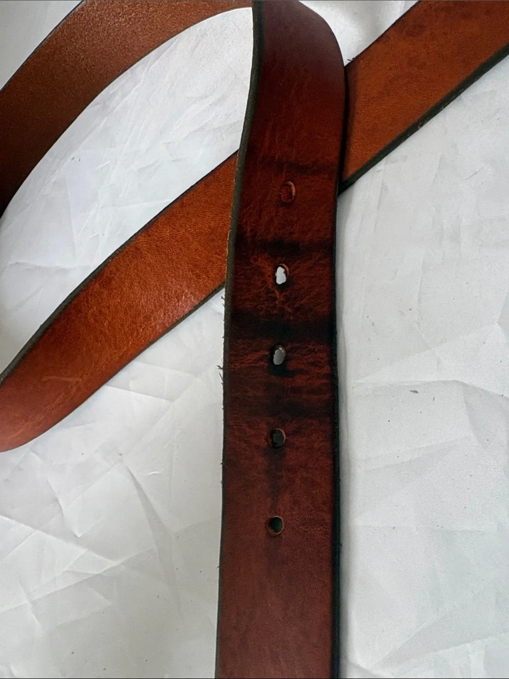 Banana Republic Men's Brown Leather Belt with Brushed Metal Buckle